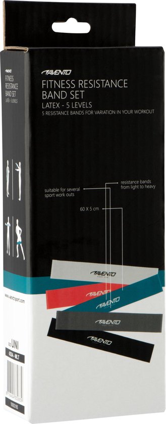 Avento Fitness Weerstandsbanden Set Latex - 5 Niveaus