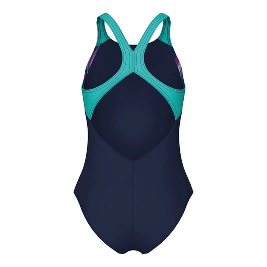 Arena Meisjes Lit Logo Swimsuit V Back L navy/water