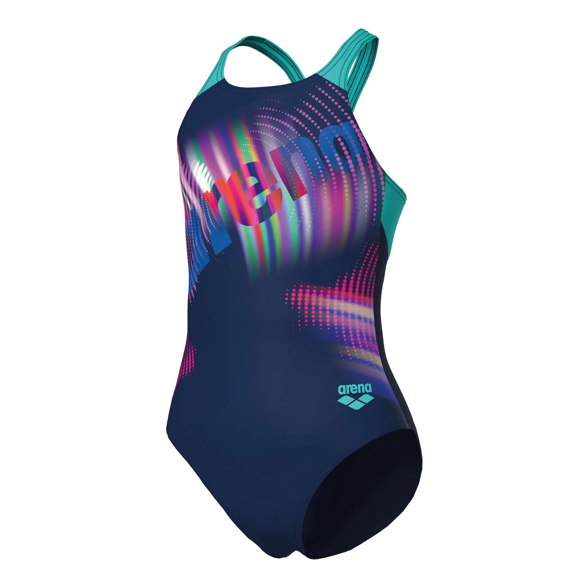 Arena Meisjes Lit Logo Swimsuit V Back L navy/water