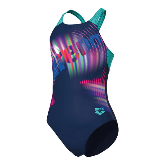 Arena Meisjes Lit Logo Swimsuit V Back L navy/water