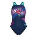 Arena Meisjes Lit Logo Swimsuit V Back L navy/water