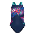 Arena Meisjes Lit Logo Swimsuit V Back L navy/water