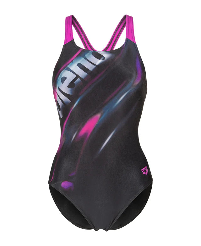Arena Dames Placement Swimsuit Swim Pro Back black/multi/very-fu