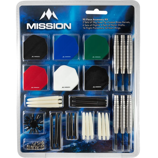 Mission Darts Accessoire Kit - 90 Stuks - Flights, Shafts - Stalen Punt