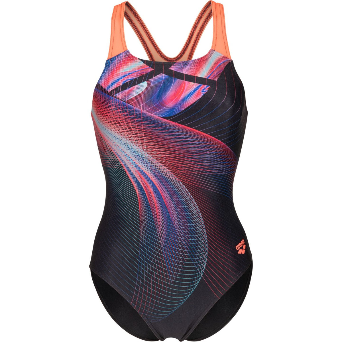 arena Performance Jellyfish Swim Pro Back  - Black-Multi-Bright Coral