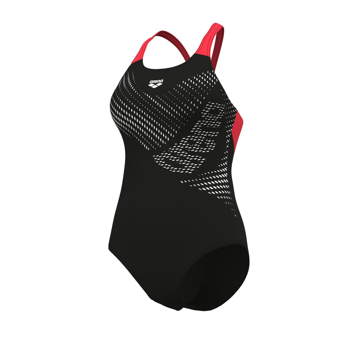 Arena Distortion Swimsuit V Back black/bright-coral