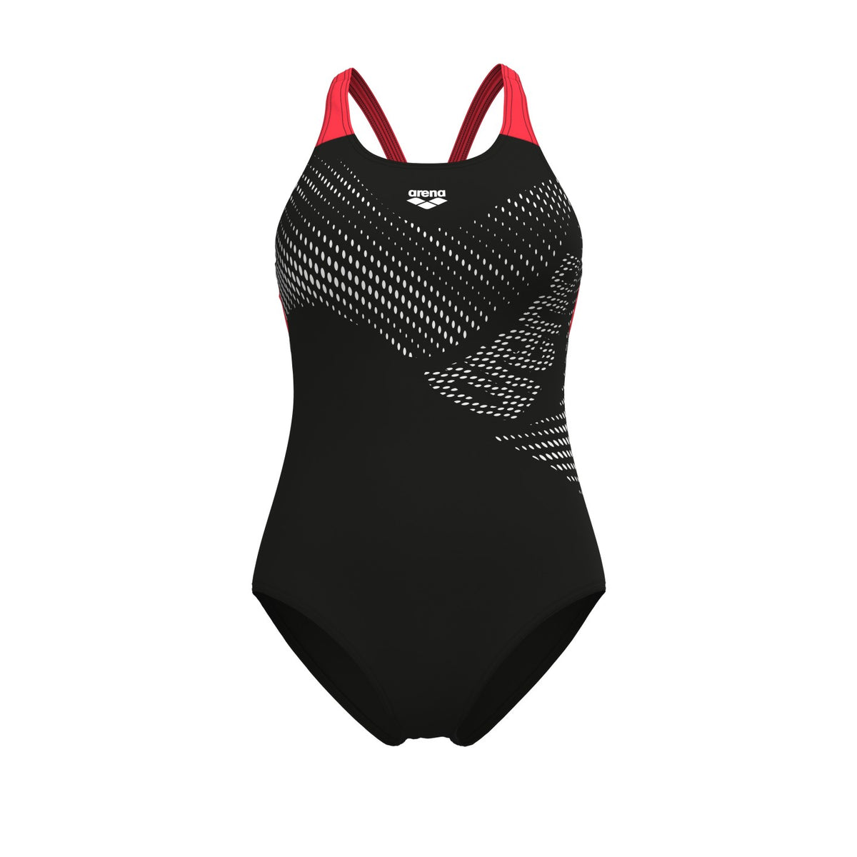 Arena Distortion Swimsuit V Back black/bright-coral
