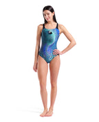 Arena Peacock swimsuit pro back Multi Green-black