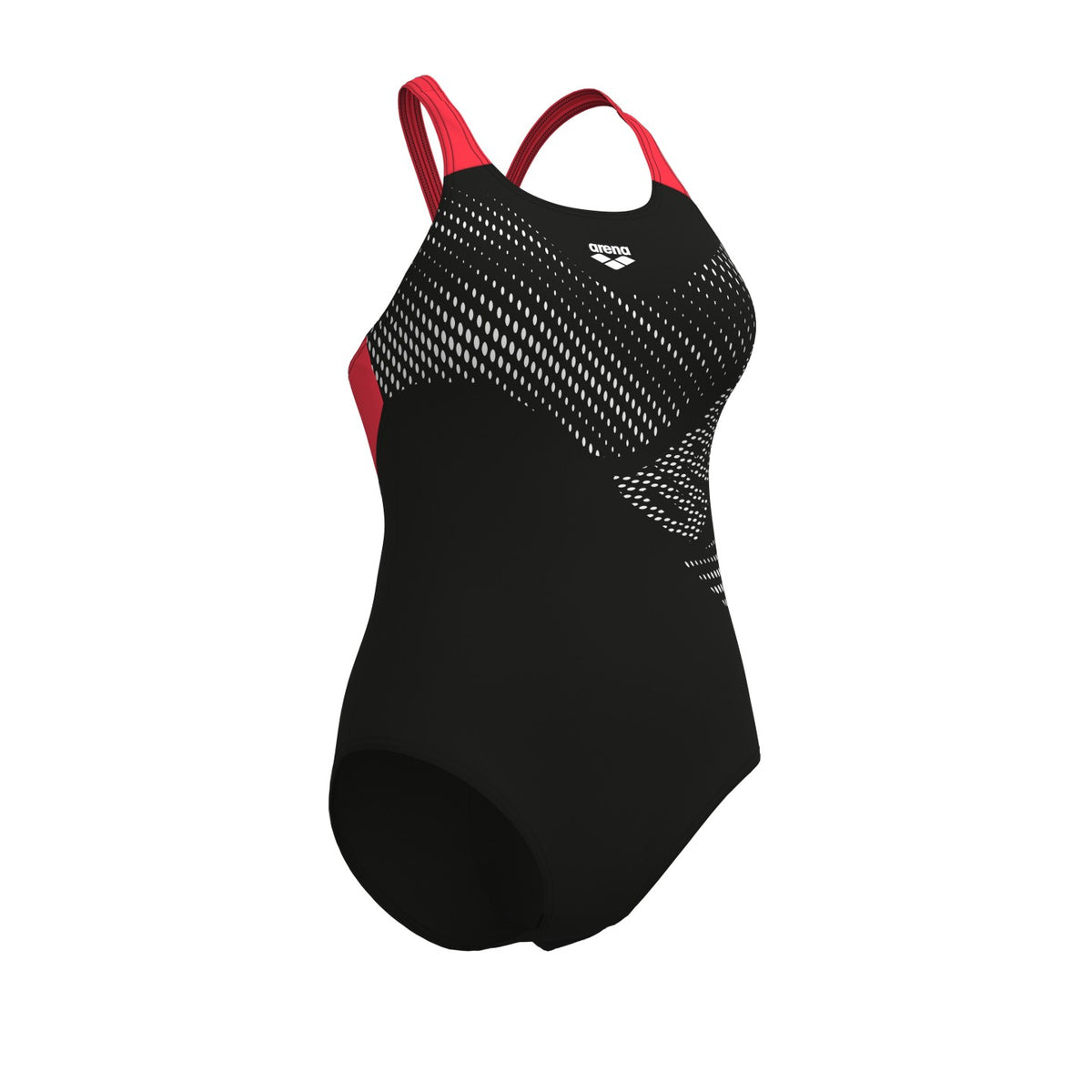 Arena Distortion Swimsuit V Back black/bright-coral